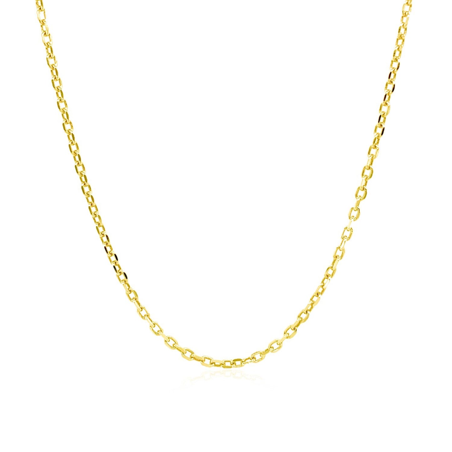 Gold chain necklace on a white background
