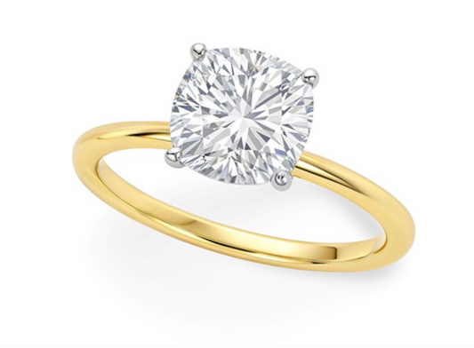 1 Carat Cushion-Cut Diamond Solitaire Ring in 10K Yellow Gold | Panda Jewelry Store