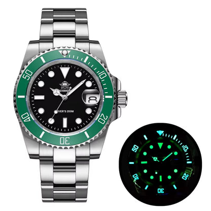 Quartz Watch Luxury Brand Men Watches Waterproof Business 41Mm Watch C3 Luminous Stainless Steel Black Diver Watch
