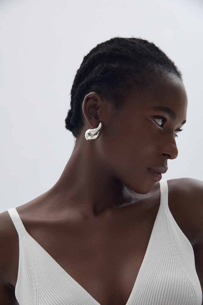 Modern Sculptural Silver Earrings – Bold Organic Statement Jewelry for Women