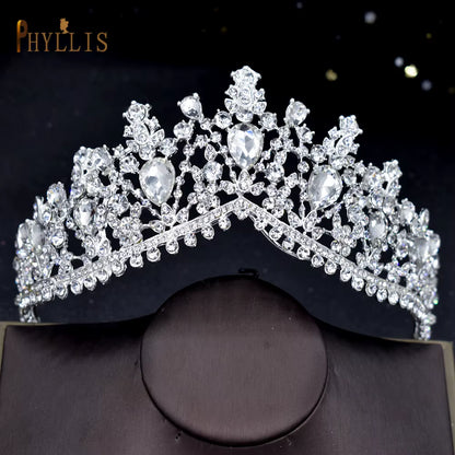 A158 New Golden Bride Crown Princess Headwear Birthday Rhinestone Headband Wedding Hair Jewelry Bridal Tiaras Vintage Headpieces