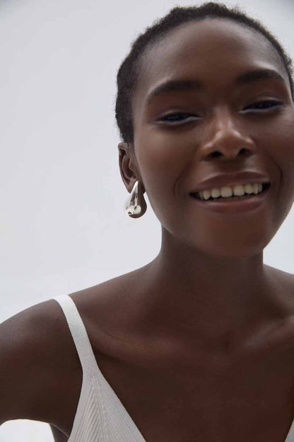 Modern Sculptural Silver Earrings – Bold Organic Statement Jewelry for Women