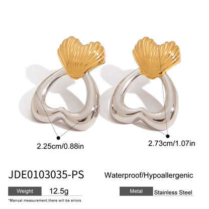 Two-Tone Heart Stud Earrings – Gold & Silver Stainless Steel Design