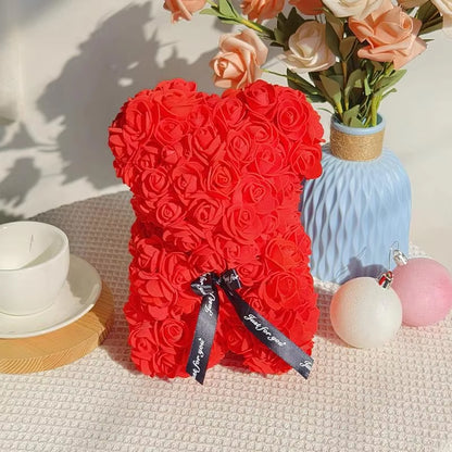 Artificial Rose Bear Flower Bear Artificial Flower Rose Bear for Girlfriend Valentines Day Wedding Birthday Christmas Gifts 2025