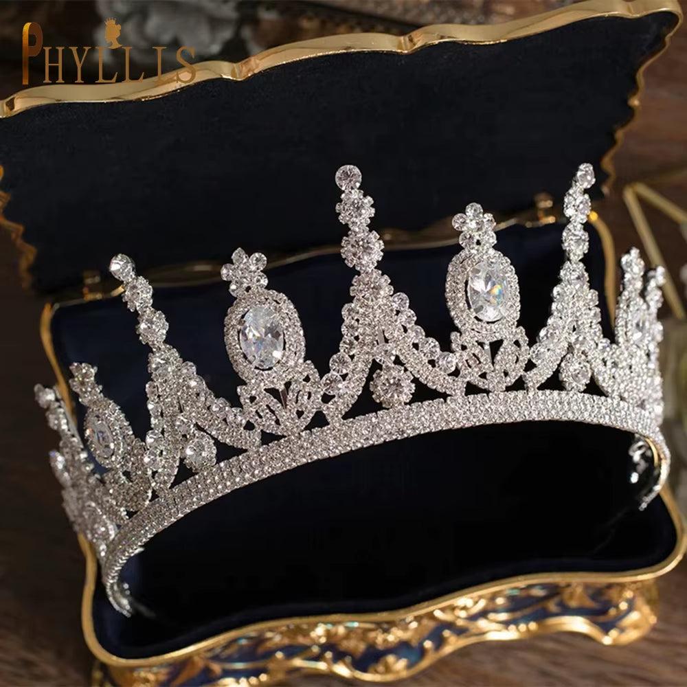 A158 New Golden Bride Crown Princess Headwear Birthday Rhinestone Headband Wedding Hair Jewelry Bridal Tiaras Vintage Headpieces