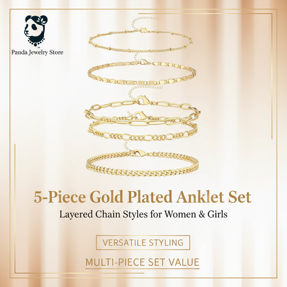 5-Piece Gold Plated Anklet Set Banner