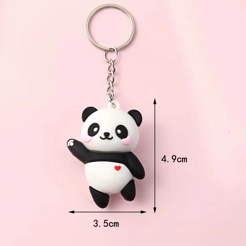 Cute Cartoon Couple Panda Keychain Pendant Car Bag Key Chains for Women Jewelry Gift