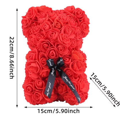 Artificial Rose Bear Flower Bear Artificial Flower Rose Bear for Girlfriend Valentines Day Wedding Birthday Christmas Gifts 2025