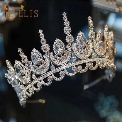 A158 New Golden Bride Crown Princess Headwear Birthday Rhinestone Headband Wedding Hair Jewelry Bridal Tiaras Vintage Headpieces
