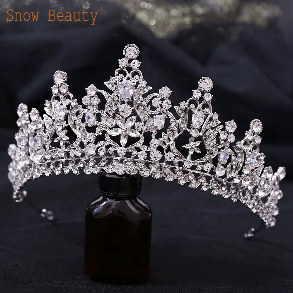 A158 New Golden Bride Crown Princess Headwear Birthday Rhinestone Headband Wedding Hair Jewelry Bridal Tiaras Vintage Headpieces