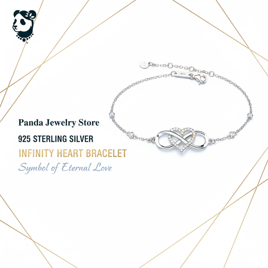 925 Sterling Silver Infinity Heart Bracelet Banner