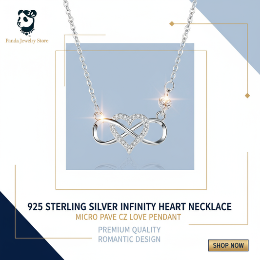 925 Sterling Silver Infinity Heart Necklace Banner