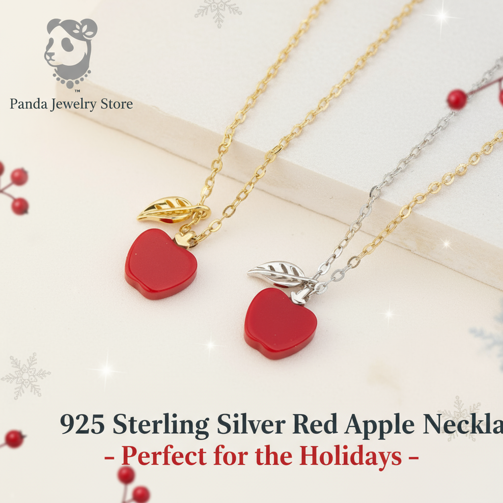 925 Sterling Silver Red Apple Necklace Promotional Banner