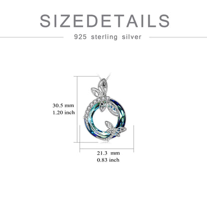 Sterling Silver Dragonfly Necklace Blue Crystal Birthday Anniversary Mothers Day Christmas Gifts for Women