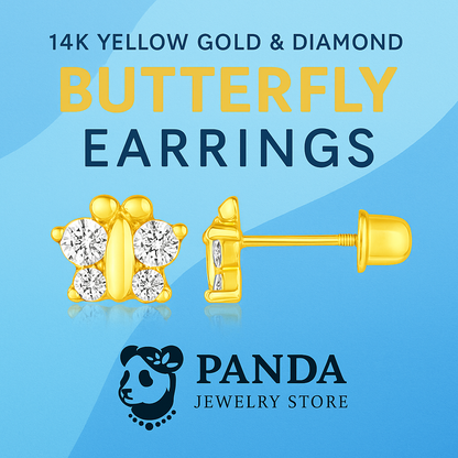✨14k Yellow Gold Butterfly Childrens Earrings