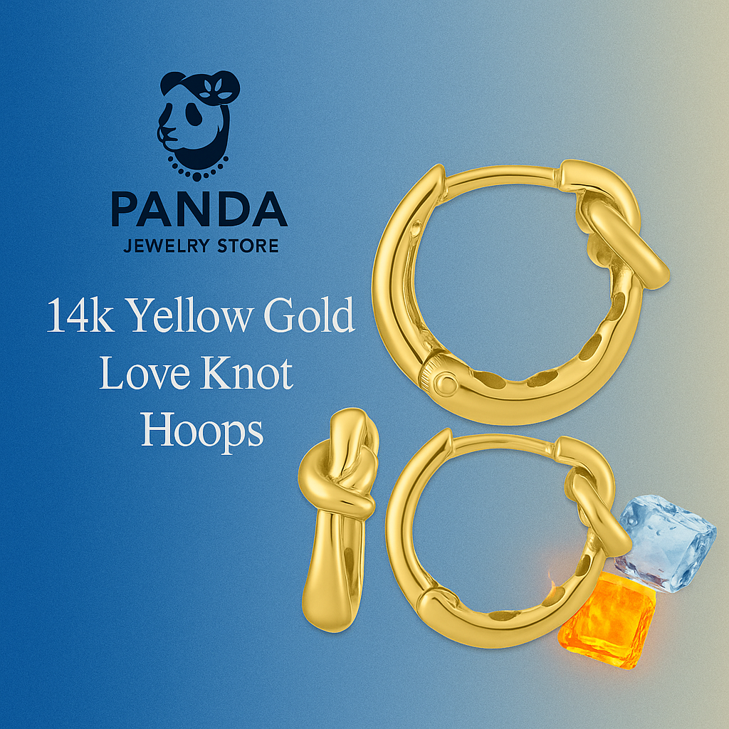 🌟14k Yellow Gold Love knot Hoops