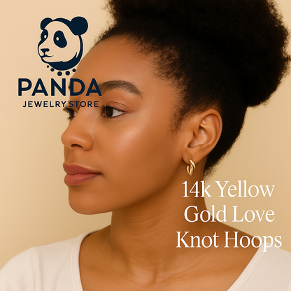 🌟14k Yellow Gold Love knot Hoops