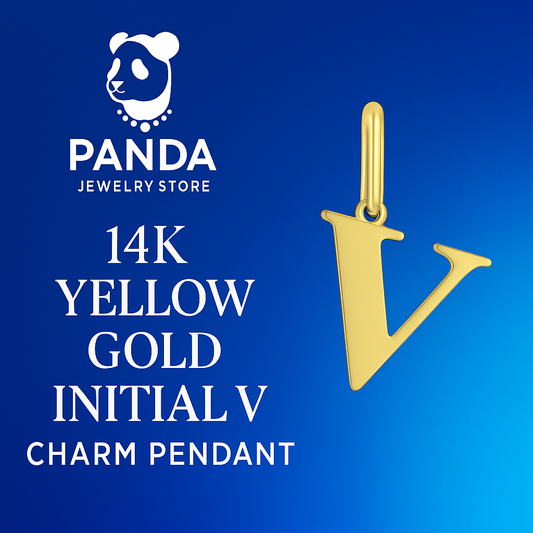 ✨14K Yellow Gold Initial V Charm Pendant