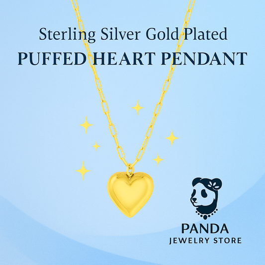 🩷Sterling Silver Gold Plated Puffed Heart Pendant