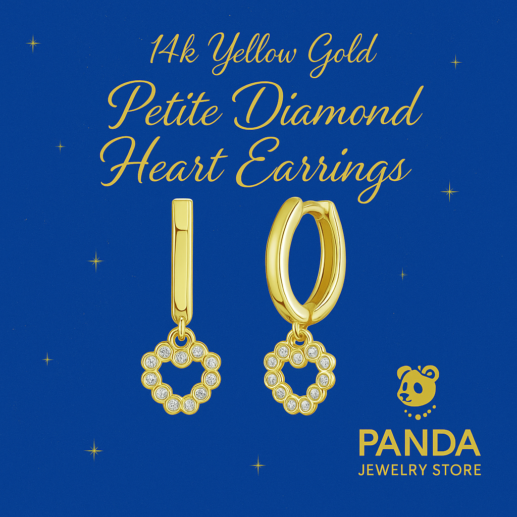 💙14K Yellow Gold Petite Diamond Heart Earrings