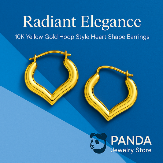 🍀10k Yellow Gold Hoop Style Heart Shape Earrings