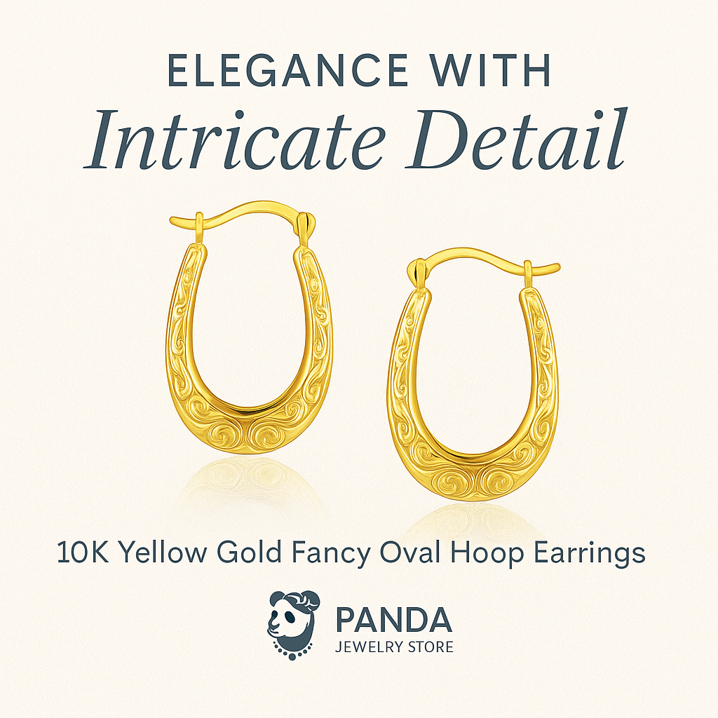 🌟10k Yellow Gold Fancy Oval Hoop Earrings