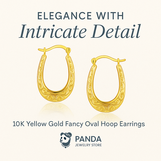 🌟10k Yellow Gold Fancy Oval Hoop Earrings
