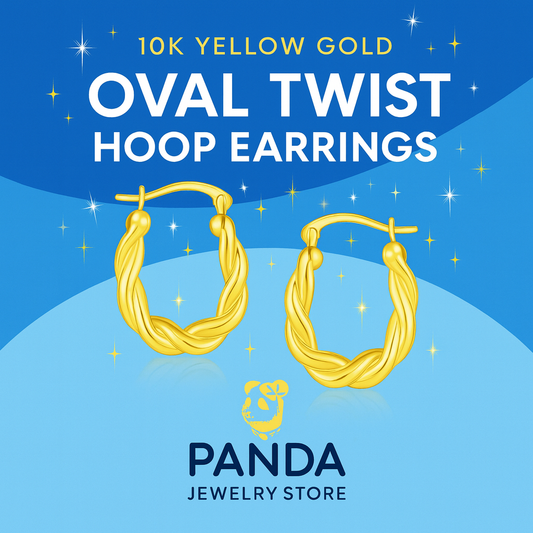 🍎10k Yellow Gold Oval Twist Hoop Earrings