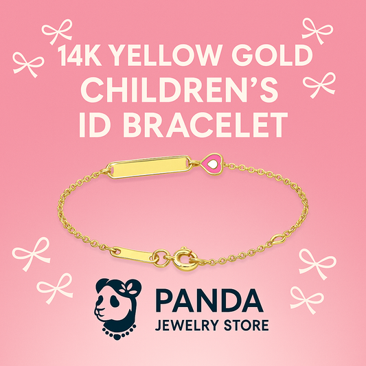 🩷14k Yellow Gold 5 1/2 inch Childrens ID Bracelet with Enameled Heart (1.00 mm)