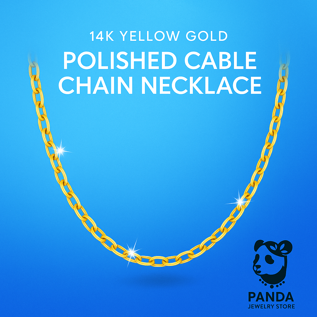 🌹14k Yellow Gold Cable Chain Style Polished Necklace