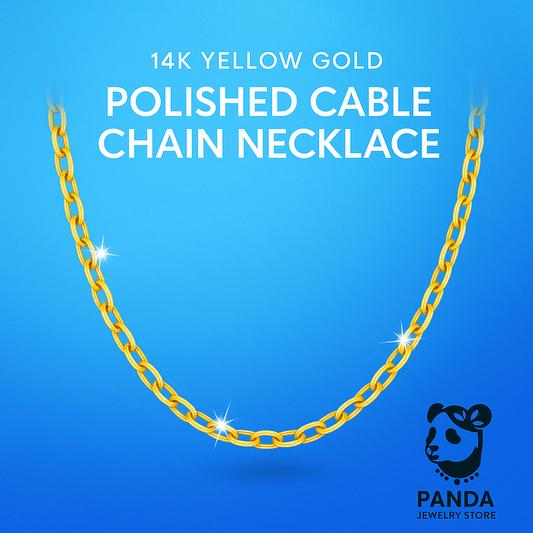 🌹14k Yellow Gold Cable Chain Style Polished Necklace