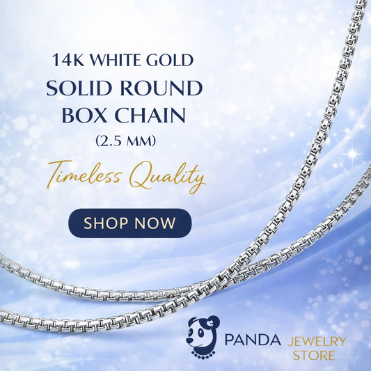 ✨14k White Gold Solid Round Box Chain (2.5 mm)