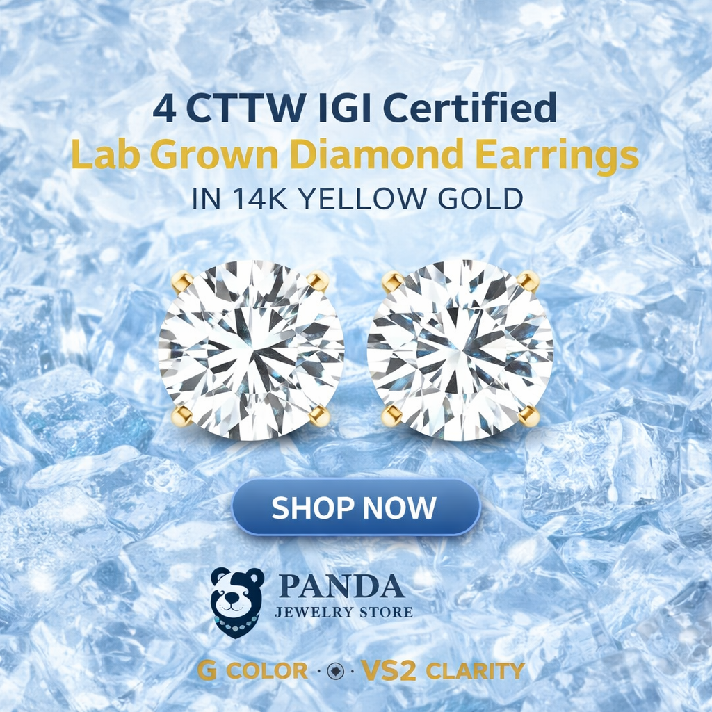 🌟4 cttw Certified IGI Lab Grown Round Diamond Earrings 14k Yellow Gold (G/VS2)