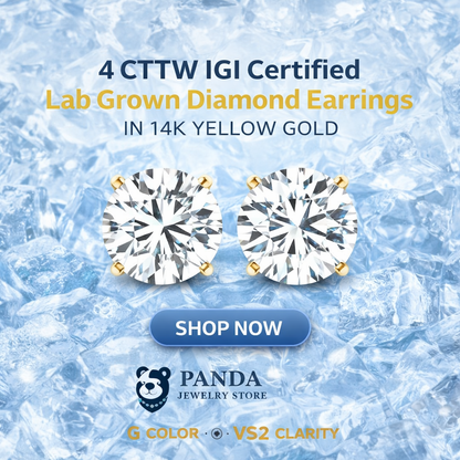 🌟4 cttw Certified IGI Lab Grown Round Diamond Earrings 14k Yellow Gold (G/VS2)