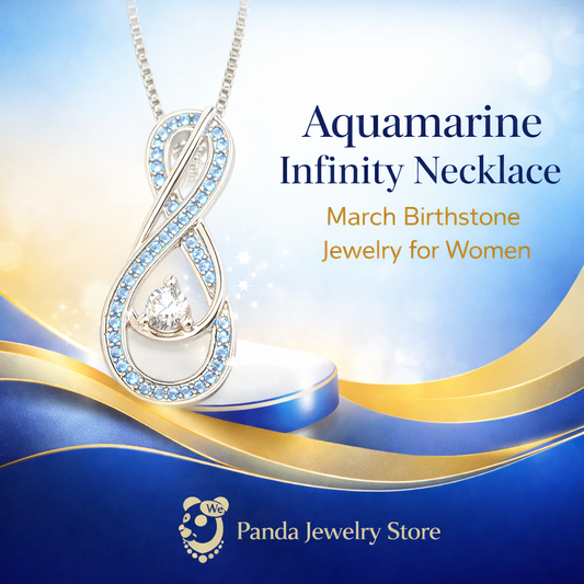 🍀Aquamarine Infinity Necklace – March Birthstone Jewelry for Women