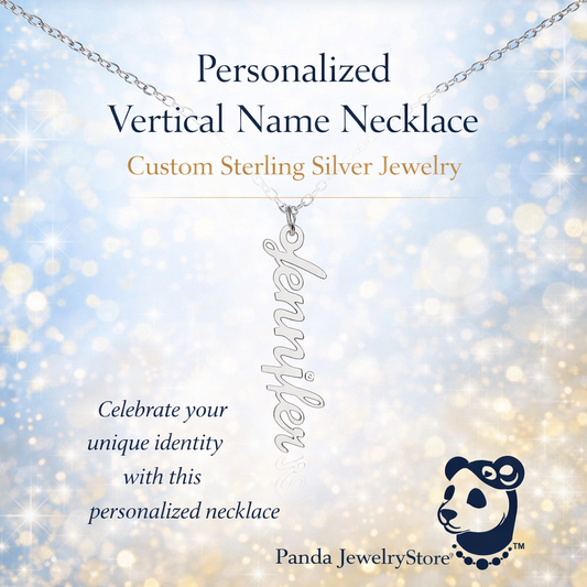 Personalized Vertical Name Necklace – Custom Sterling Silver Jewelry