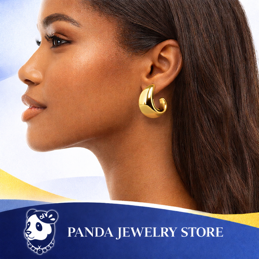 🌟Fine Jewelry Women Crescent Moon Classic Minimalist Chunky S999 Steling Silver Electroforming Gold Plated Statement Earrings