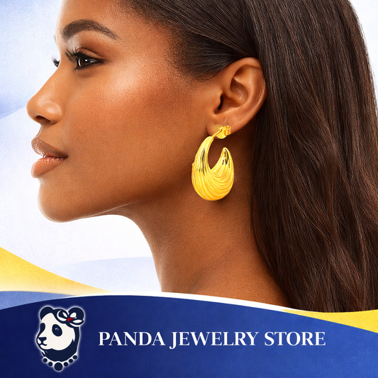 🍎Electroforming Fashion Irregular Strip Pattern Large Light Bold Look Exaggerated Jewelry 999 Sterling Silver Hoop  Earrings