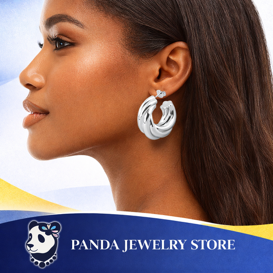 ✨Exaggerated Hollow Chunky Electroforming Elegant Twisted 999 Sterling Silver Statement Jewelry Mini Round Hoop Earrings