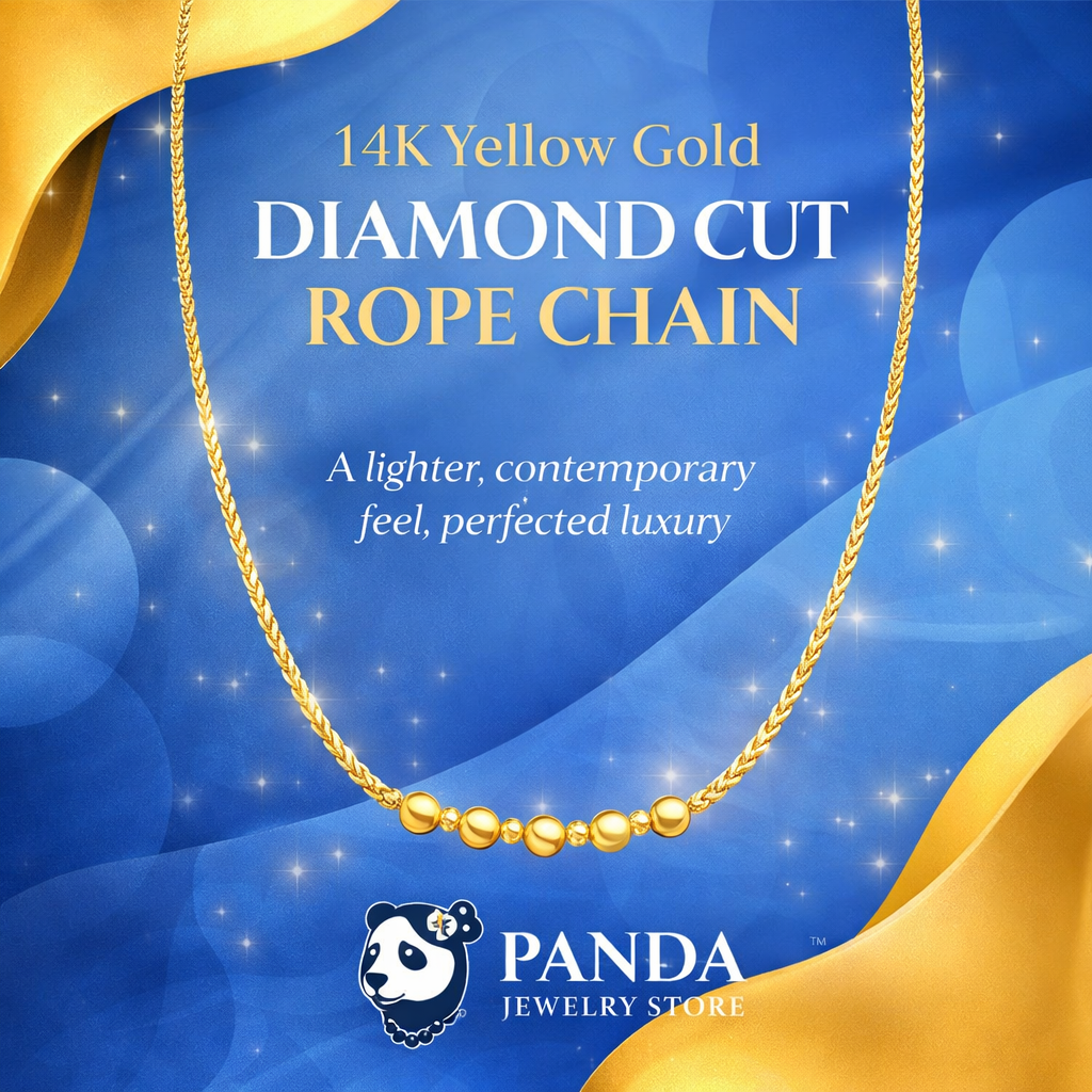 🍒14K Yellow Gold Diamond Cut Rope Chain