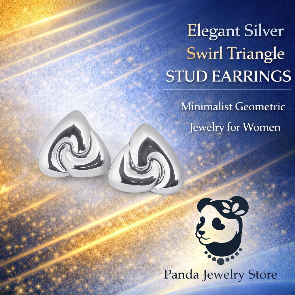 🌹Fine Jewelry Women Electroforming Women Modern Geometry Rotating Triangle S999 Sterling Silver  Chunky Stud Earrings