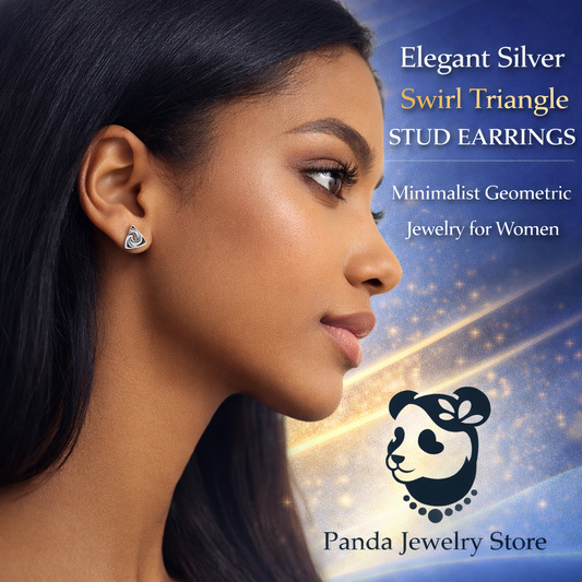 🌹Fine Jewelry Women Electroforming Women Modern Geometry Rotating Triangle S999 Sterling Silver  Chunky Stud Earrings