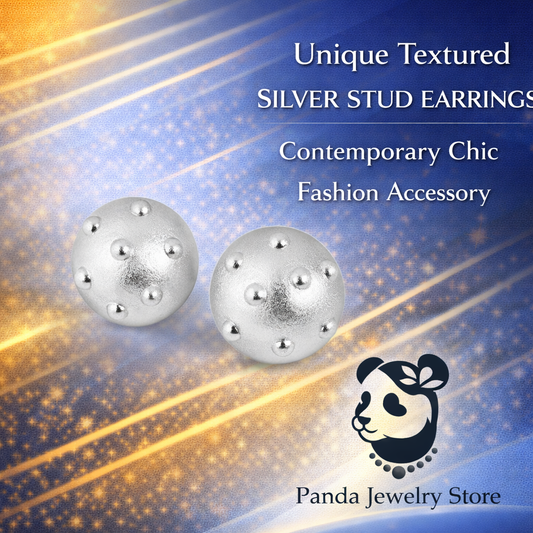 💚Chunky Jewelry Electroforming Lady's Modern Geometry Round Ball with Rivet S999 Sterling Silver Huge Stud Earrings