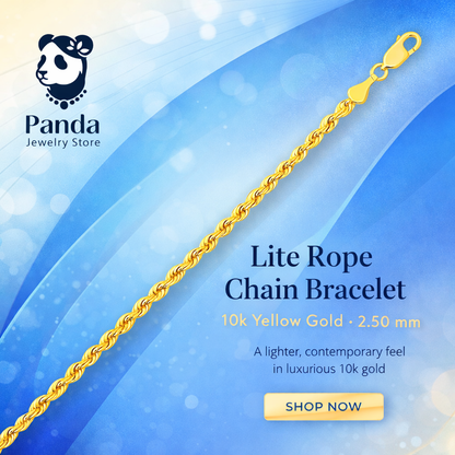 ✨Lite Rope Chain Bracelet in 10k Yellow Gold  (2.50 mm)