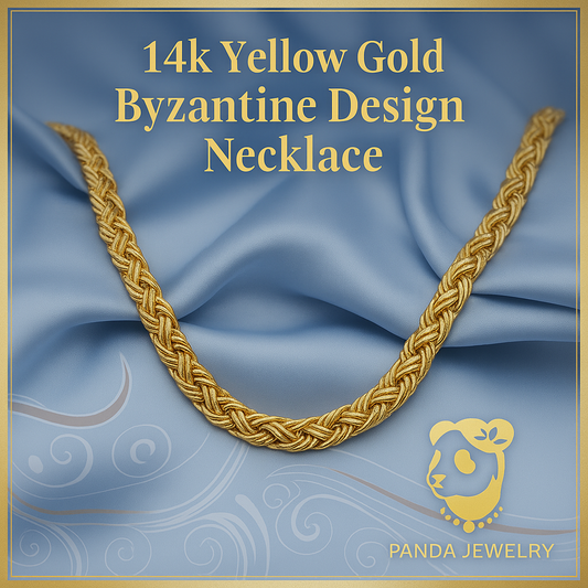 🍷14k Yellow Gold Byzantine Motif Chain Necklace