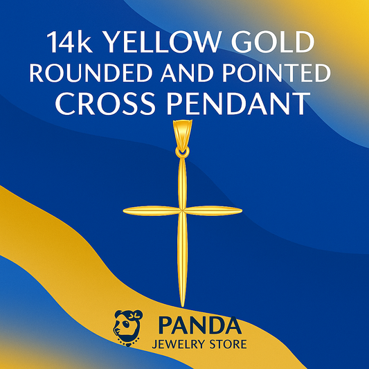 💙14k Yellow Gold Rounded and Pointed Cross Pendant