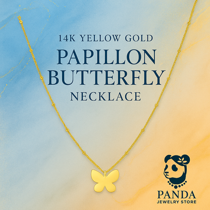 💎14k Yellow Gold Papillon Butterfly Necklace