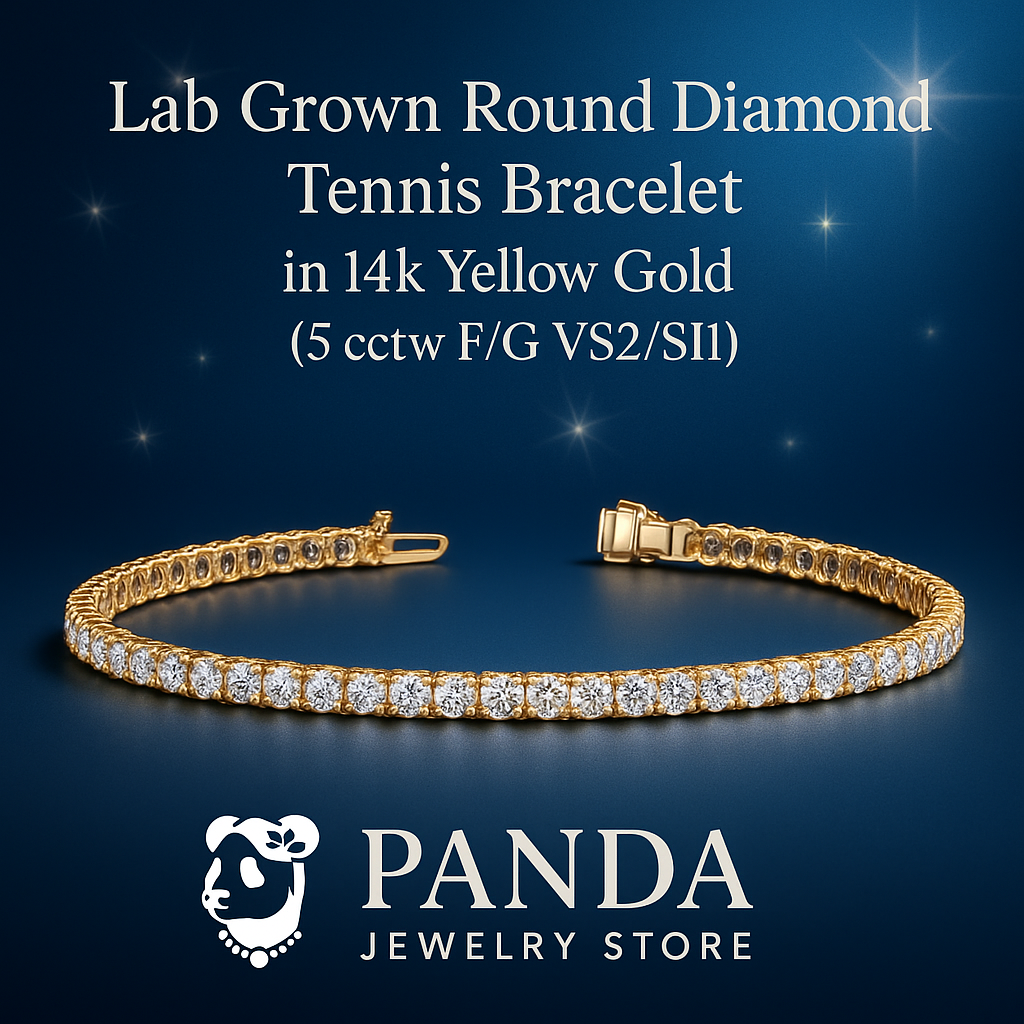 ✨Lab Grown Round Diamond Tennis Bracelet in 14k Yellow Gold(5 cctw  F/G  VS2/SI1)