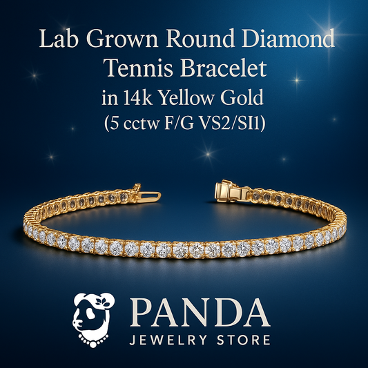 ✨Lab Grown Round Diamond Tennis Bracelet in 14k Yellow Gold(5 cctw  F/G  VS2/SI1)