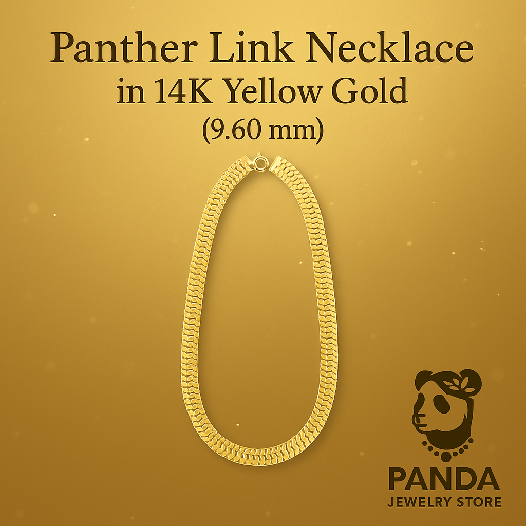 💙Panther Link Necklace in 14K Yellow Gold (9.60 mm)